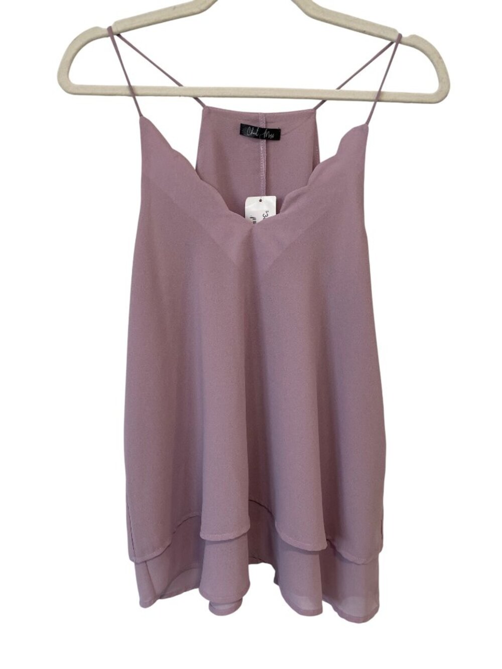 Charlie Moss Cami Tank Top Medium Scalloped V-Neck Sleeveless Misty Lilac NEW